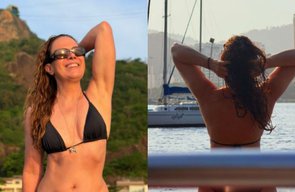 Regina Volpato faz topless em praia no Rio