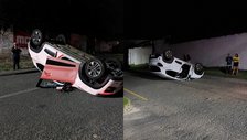Motorista perde o controle e capota carro em cruzamento no litoral do Piauí