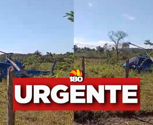 Helicóptero cai no quintal de residência e deixa seis feridos em José de Freitas