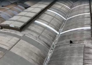 Homem invade fábrica de refrigerantes e tenta fugir pelo telhado.