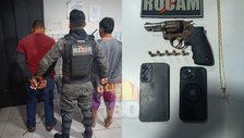 Rocam prende dupla suspeita de roubo e apreende arma de fogo na zona Norte de Teresina