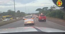 Câmera de viatura flagra perseguição a carro roubado com criança dentro no DF